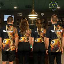 Load image into Gallery viewer, Orange 8 Ball &amp; 9 Ball Fire Flame Billiard Shirt For Men Custom Pool Team Shirts, Billiard Jersey TDM5349
