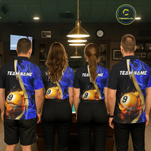 Load image into Gallery viewer, Blue 8 Ball &amp; 9 Ball Fire Flame Billiard Shirt For Men Custom Pool Team Shirts, Billiard Jersey TDM5350