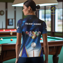 Load image into Gallery viewer, Blue Billiard Jersey For Women Custom 3D Billiard Tournament Shirt, Pool Team Jersey Polo &amp; 1/4 Zip TDM4930