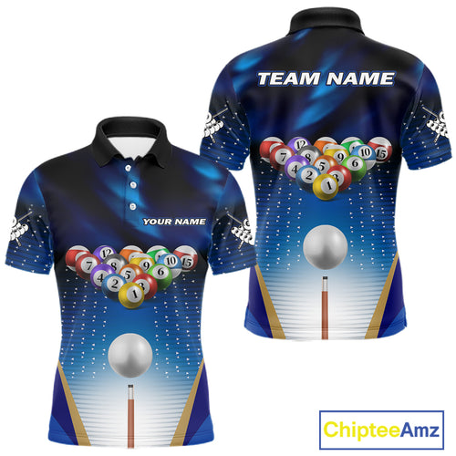 Blue Billiard Jersey For Men Custom 3D Billiard Tournament Shirt, Pool Team Jersey Polo & 1/4 Zip TDM4930