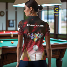 Load image into Gallery viewer, Red Billiard Jersey For Women Custom 3D Billiard Tournament Shirt, Pool Team Jersey Polo &amp; 1/4 Zip TDM4931