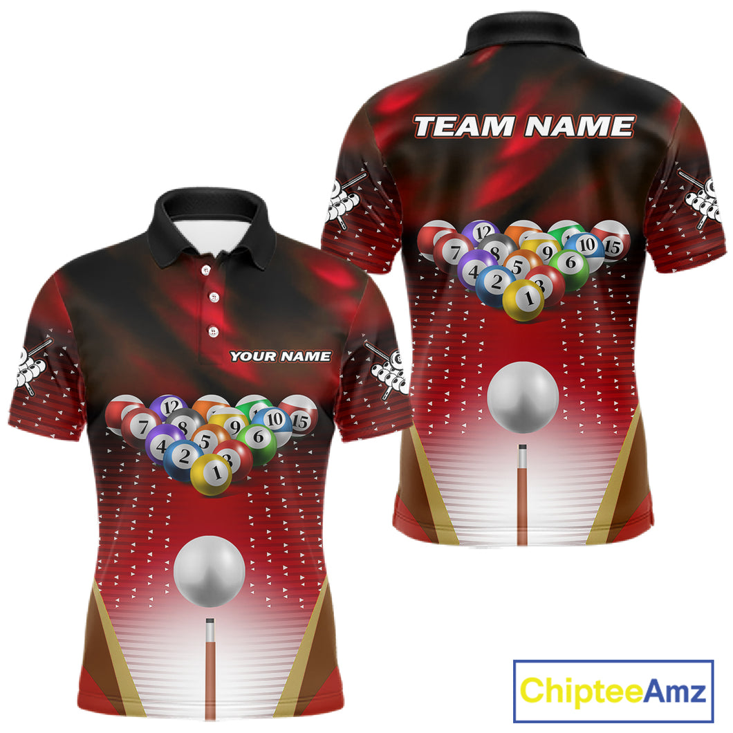 Red Billiard Jersey For Men Custom 3D Billiard Tournament Shirt, Pool Team Jersey Polo & 1/4 Zip TDM4931
