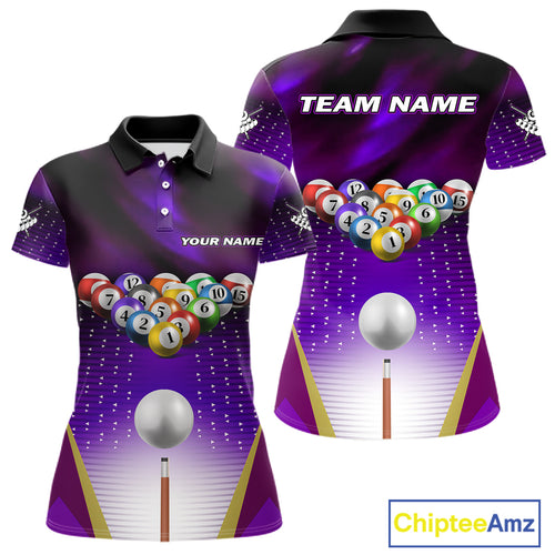 Purple Billiard Jersey For Women Custom Billiard Tournament Shirt, Pool Team Jersey Polo & 1/4 Zip TDM4932