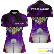 Load image into Gallery viewer, Purple Billiard Jersey For Women Custom Billiard Tournament Shirt, Pool Team Jersey Polo &amp; 1/4 Zip TDM4932