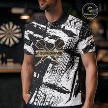 Load image into Gallery viewer, Custom Black And Yellow Wheel Dartboards Dart Shirts For Men Outfits Grunge Dart Jerseys NYN0079