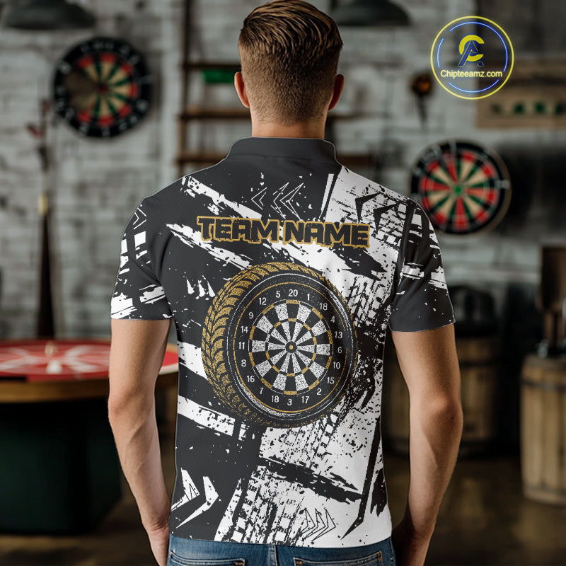 Custom Black And Yellow Wheel Dartboards Dart Shirts For Men Outfits Grunge Dart Jerseys NYN0079