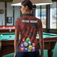 Load image into Gallery viewer, Personalized Red Grunge Cracked 8 Ball Billiard Shirts For Women Custom Team League Billiard Jerseys NYN2982