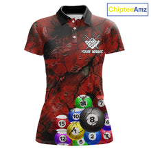 Load image into Gallery viewer, Personalized Red Grunge Cracked 8 Ball Billiard Shirts For Women Custom Team League Billiard Jerseys NYN2982