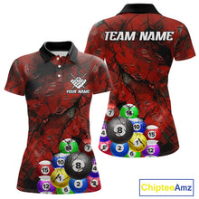 Load image into Gallery viewer, Personalized Red Grunge Cracked 8 Ball Billiard Shirts For Women Custom Team League Billiard Jerseys NYN2982