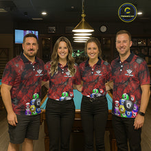 Load image into Gallery viewer, Personalized Red Grunge Cracked 8 Ball Billiard Shirts For Women Custom Team League Billiard Jerseys NYN2982