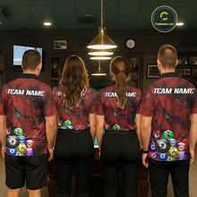 Load image into Gallery viewer, Personalized Red Grunge Cracked 8 Ball Billiard Shirts For Women Custom Team League Billiard Jerseys NYN2982