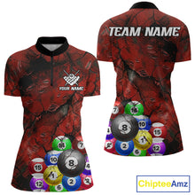 Load image into Gallery viewer, Personalized Red Grunge Cracked 8 Ball Billiard Shirts For Women Custom Team League Billiard Jerseys NYN2982