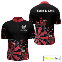 Load image into Gallery viewer, Custom Black And Red Butterflies Funny Dart Men 1/4-Zip Shirt Dart Team Jerseys NYN1561