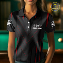 Load image into Gallery viewer, 3D Ball Pool Women Billiard Polo &amp; 1/4-Zip Shirt Custom Light 8 Ball Billiard Team Apparel|Red NYN2387