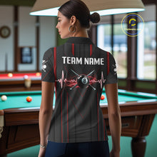 Load image into Gallery viewer, 3D Ball Pool Women Billiard Polo &amp; 1/4-Zip Shirt Custom Light 8 Ball Billiard Team Apparel|Red NYN2387