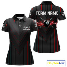 Load image into Gallery viewer, 3D Ball Pool Women Billiard Polo &amp; 1/4-Zip Shirt Custom Light 8 Ball Billiard Team Apparel|Red NYN2387