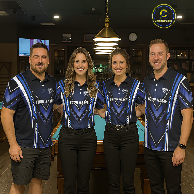 Black & Blue Crown 8 Ball Pool Women Billiard Polo & 1/4-Zip Shirt Personalized Billiard Gifts NYN2390
