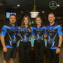 Load image into Gallery viewer, Cobra Balls Billiard Polo &amp; 1/4-Zip Shirt For Women  Custom 8 Ball Pool Billiard Attire|Blue NYN2393