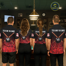 Load image into Gallery viewer, Red Flames 8 Ball Pool Team Shirts Men Billiard Polo &amp; 1/4-Zip Custom Billiard Balls &amp; Cue Gifts NYN2400