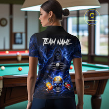 Load image into Gallery viewer, Blue Flames Grim Reaper Pool 8 Ball &amp; 9 Ball Billiard Shirt For Women Custom Billiard Team Jerseys NYN2630