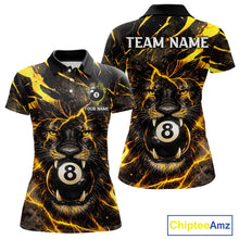 Load image into Gallery viewer, Black And Yellow Tiger Crown 8 Ball Pool Billiard Shirt For Women Personalized Billiard Team Apparel NYN2632