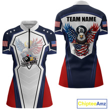 Load image into Gallery viewer, 250 Years Freedom Eagle 8 Ball 9 Ball Pool Women Billiard Shirt Custom American Flag Billiard Apparel NYN2634