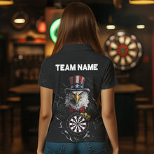 Load image into Gallery viewer, Custom Patriotic Funny Eagle Dartboard Women Darts Polo &amp; Quarter-Zip Shirt Personalized Dart Jerseys NYN2771