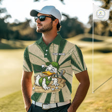 Load image into Gallery viewer, Mens Funny Duck Golf Shirts Grunge Green Beige Golf Clothing Custom Golf Team Polo, Golf Upf Shirts NYN2998