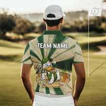 Load image into Gallery viewer, Mens Funny Duck Golf Shirts Grunge Green Beige Golf Clothing Custom Golf Team Polo, Golf Upf Shirts NYN2998