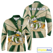 Load image into Gallery viewer, Mens Funny Duck Golf Shirts Grunge Green Beige Golf Clothing Custom Golf Team Polo, Golf Upf Shirts NYN2998