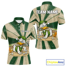 Load image into Gallery viewer, Mens Funny Duck Golf Shirts Grunge Green Beige Golf Clothing Custom Golf Team Polo, Golf Upf Shirts NYN2998