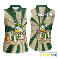 Load image into Gallery viewer, Womens Funny Duck Golf Shirts Grunge Green Beige Golf Clothing Custom Golf Team Sleeveless Polo, Golf Upf Shirts NYN2998