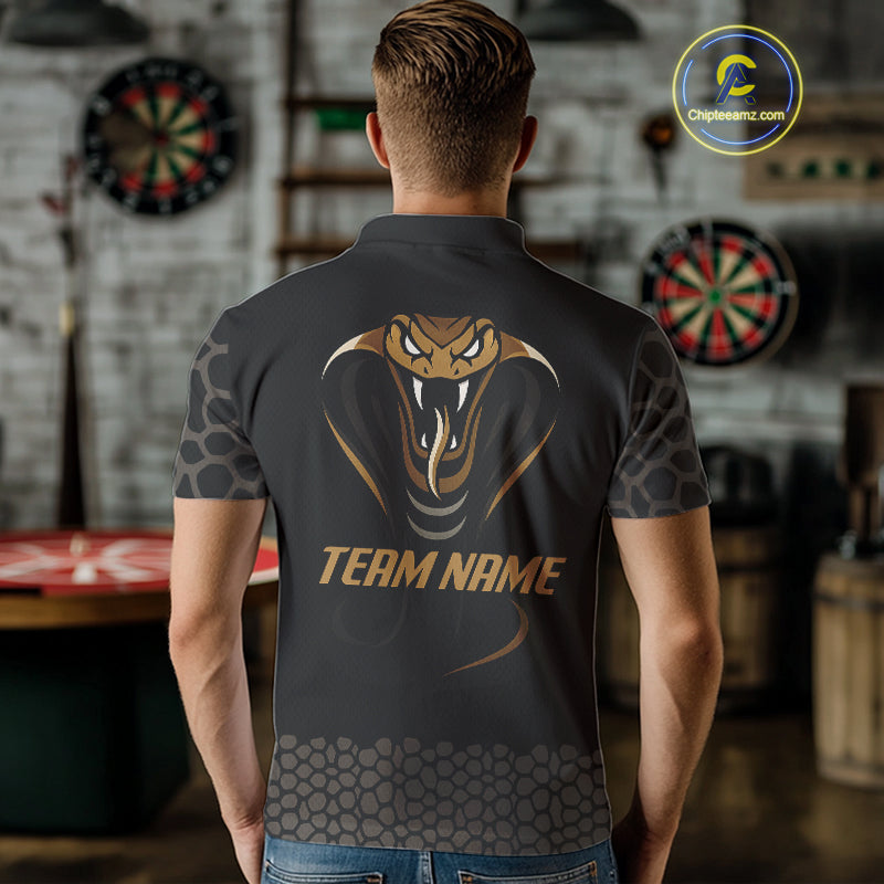 Dark Brown Cobra & Dart Arrow Men's Darts Shirt - Custom Name For Darts Jersey NYN0443