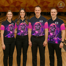 Load image into Gallery viewer, Funny Rich Raccoon Bowling Shirts For Women Custom Neon Bowling Polo &amp; Quarter-Zip Jerseys NYN3415