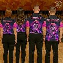 Load image into Gallery viewer, Funny Rich Raccoon Bowling Shirts For Women Custom Neon Bowling Polo &amp; Quarter-Zip Jerseys NYN3415