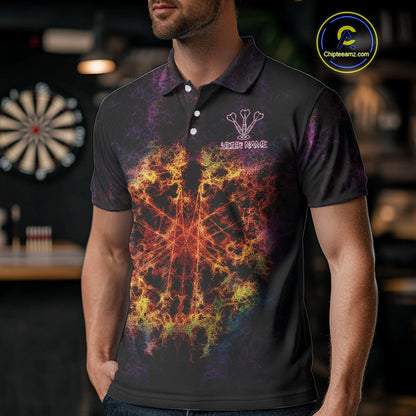 Colorful Flame Dartboard Custom Polo Darts Shirt For Men - Darts Team Jersey NYN0699