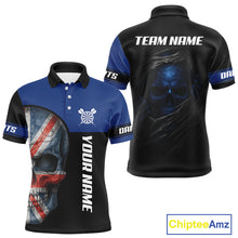 Load image into Gallery viewer, Blue Skeleton &amp; Dartboard Custom Polo Darts Shirt For Men - Darts Team Jersey NYN0701