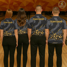 Load image into Gallery viewer, Bowling team wearing matching grey yellow lightning jerseys during tournament finals, representing unity, teamwork, energy and championship success.