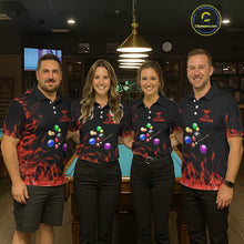 Load image into Gallery viewer, Red Flames Pool Balls Women Billiard Polo &amp; 1/4-Zip Apparel Custom Billiard Team Shirt Designs NYN2405