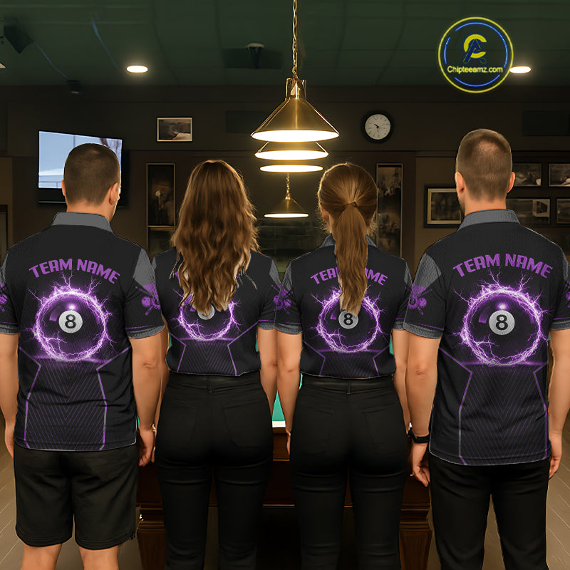 Thunder Purple 8 Ball Pool Women Billiard Polo & 1/4-Zip Jersey Custom Billiard Shirt Designs NYN2410