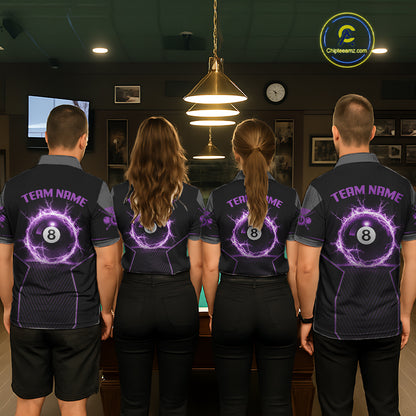 Thunder Purple 8 Ball Pool Women Billiard Polo & 1/4-Zip Jersey Custom Billiard Shirt Designs NYN2410