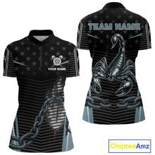 Load image into Gallery viewer, Flame Darts &amp; Scorpion Women's Darts Shirt - Custom Name For Steel Blue Darts Jersey NYN0454