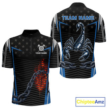 Load image into Gallery viewer, Flame Dart Arrow &amp; Scorpion Men's Darts Shirt - Custom Name For Blue Darts Jersey NYN0455