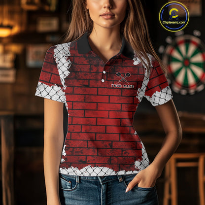Brick-Wall Fierce Bulldog Women's Darts Team Shirt - Personalized Name For Players NYN0462