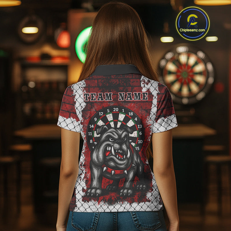 Brick-Wall Fierce Bulldog Women's Darts Team Shirt - Personalized Name For Players NYN0462