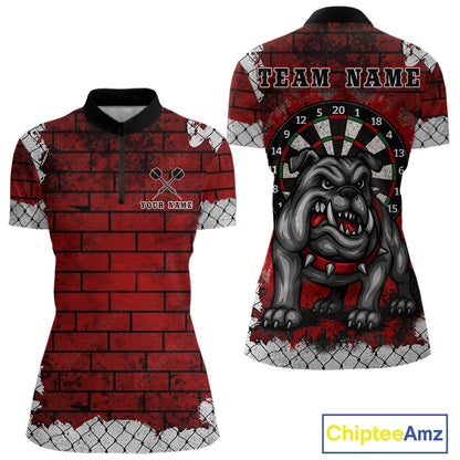 Brick-Wall Fierce Bulldog Women's Darts Team Shirt - Personalized Name For Players NYN0462