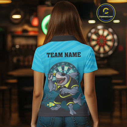 Shark & Dartboard Custom Funny Polo Shirt For Women - Darts Team Jersey NYN0706