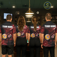 Load image into Gallery viewer, Thunder Lightning Red custom billiard team jerseys for men and women, matching 8 Ball 9 Ball pool uniforms, league apparel,  tournament team shirts
