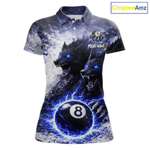Load image into Gallery viewer, Grey &amp; Blue Grunge Wolfs Claws Thunder 8 Ball Pool Women Billiard Shirt Custom Billiard Team Attire NYN2640