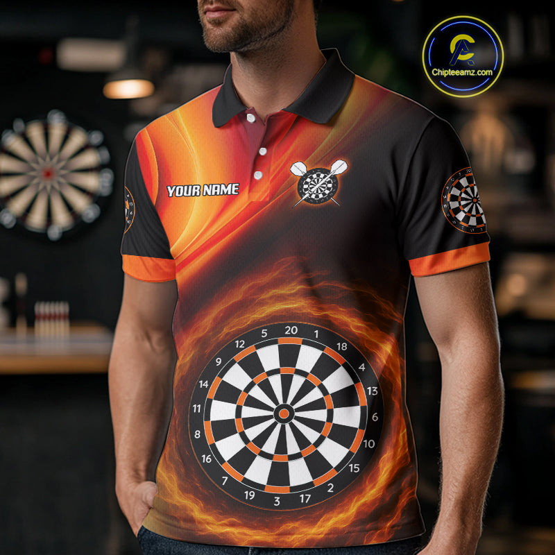 Circle Flame Dartboard Custom Orange Dart Shirt For Men, Dart Team Jerseys NYN0102